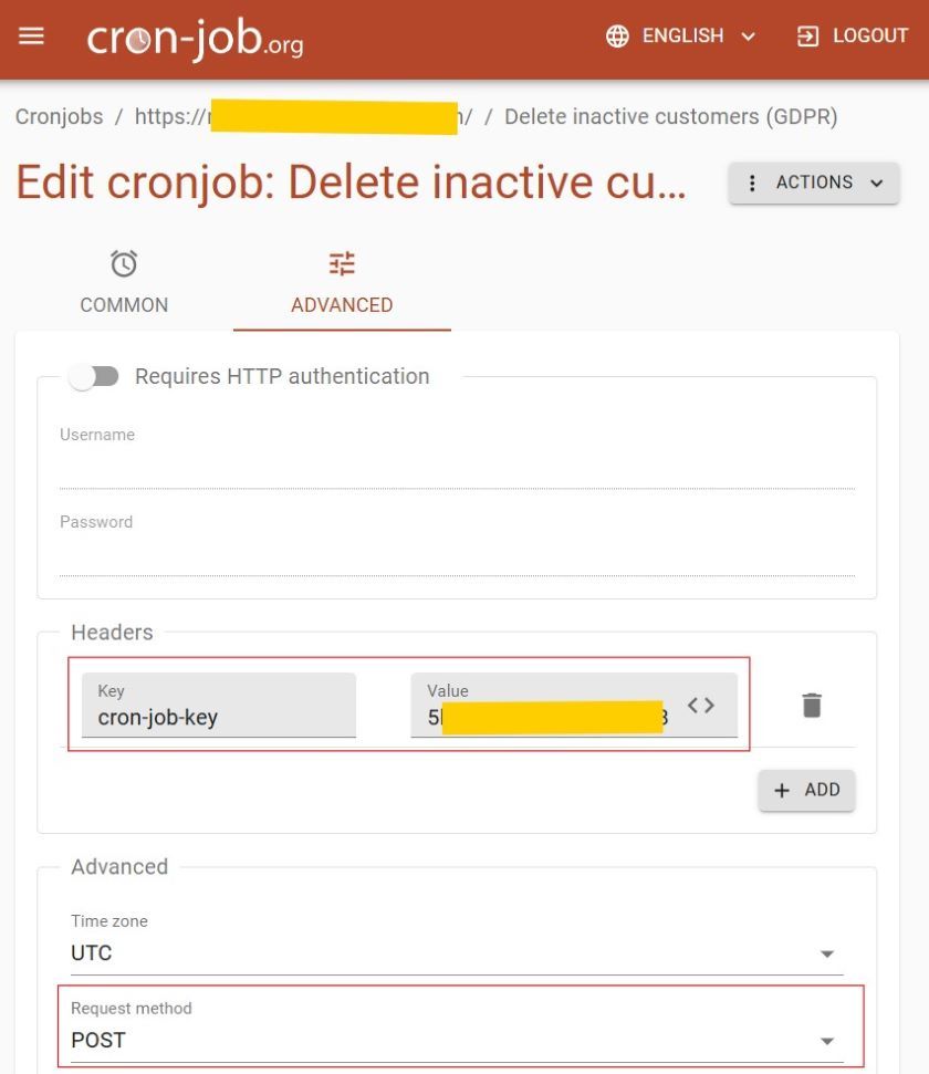 hosted cron jobs nopcommerce plugin authentication key configuration